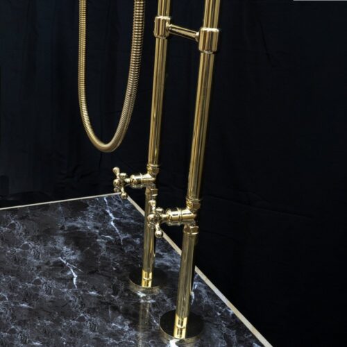 Unlacquered Brass Floor Mount Bath Tub Filler - Image 25