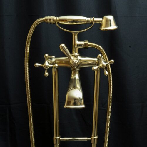 Unlacquered Brass Floor Mount Bath Tub Filler - Image 23