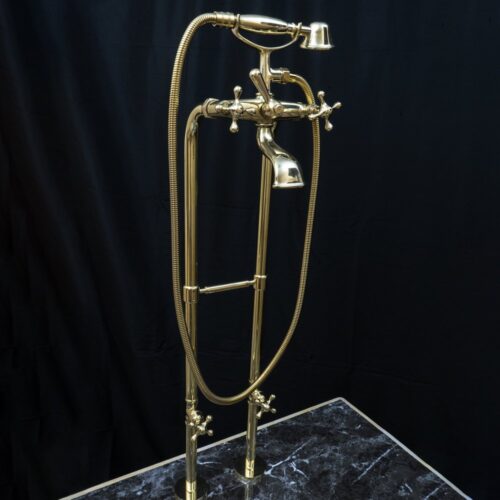 Unlacquered Brass Floor Mount Bath Tub Filler - Image 29