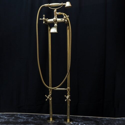 Unlacquered Brass Floor Mount Bath Tub Filler - Image 22