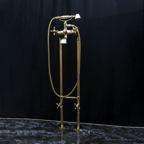 Unlacquered Brass Floor Mount Bath Tub Filler - Image 20