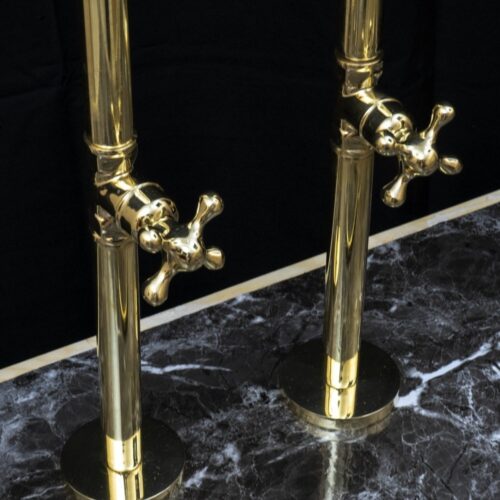 Unlacquered Brass Floor Mount Bath Tub Filler - Image 8