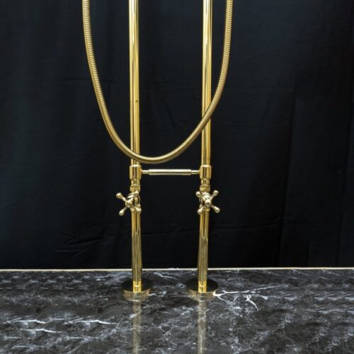 Unlacquered Brass Floor Mount Bath Tub Filler - Image 28