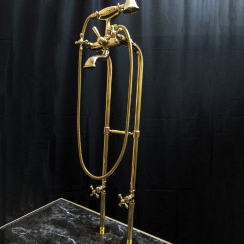 Unlacquered Brass Floor Mount Bath Tub Filler - Image 16