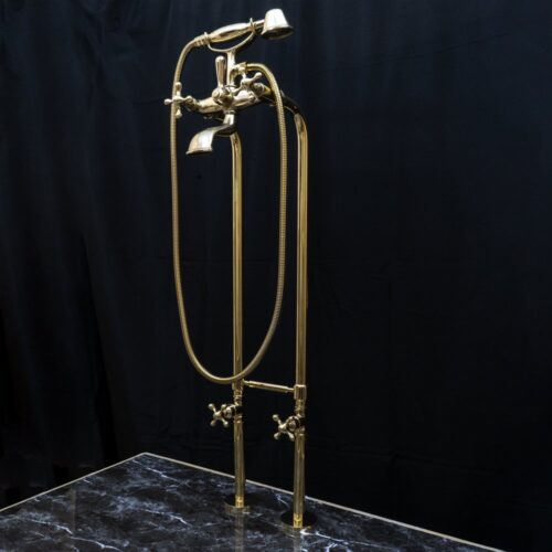 Unlacquered Brass Floor Mount Bath Tub Filler - Image 31