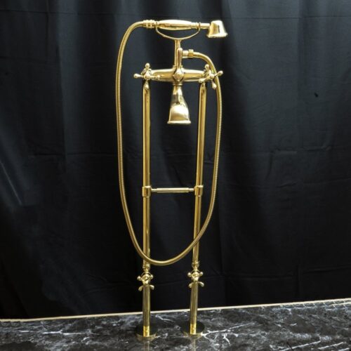 Unlacquered Brass Floor Mount Bath Tub Filler - Image 20