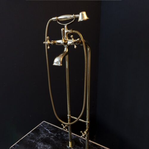 Unlacquered Brass Floor Mount Bath Tub Filler - Image 6