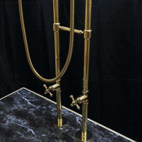 Unlacquered Brass Floor Mount Bath Tub Filler - Image 29