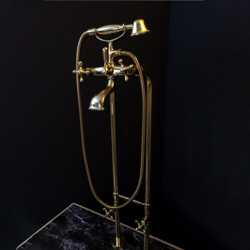 Unlacquered Brass Floor Mount Bath Tub Filler - Image 11