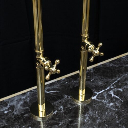 Unlacquered Brass Floor Mount Bath Tub Filler - Image 25