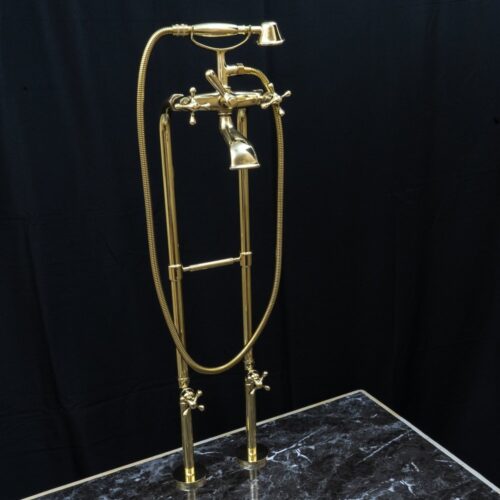 Unlacquered Brass Floor Mount Bath Tub Filler - Image 27