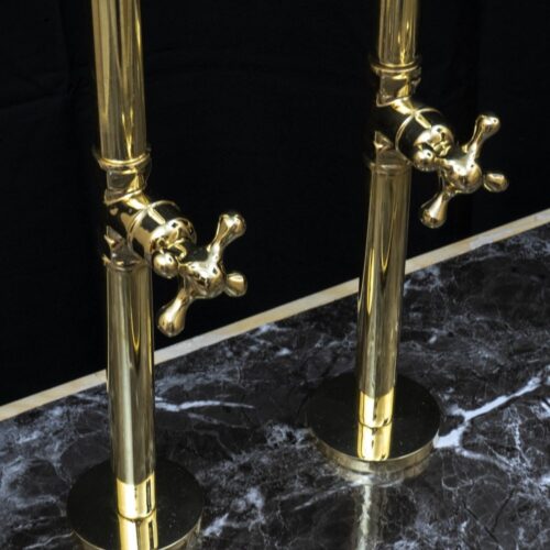 Unlacquered Brass Floor Mount Bath Tub Filler - Image 6