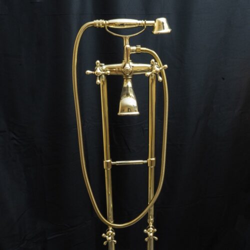 Unlacquered Brass Floor Mount Bath Tub Filler - Image 16