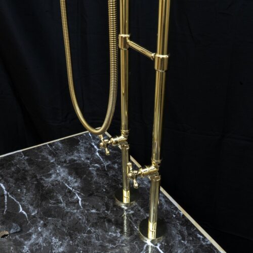 Unlacquered Brass Floor Mount Bath Tub Filler - Image 13