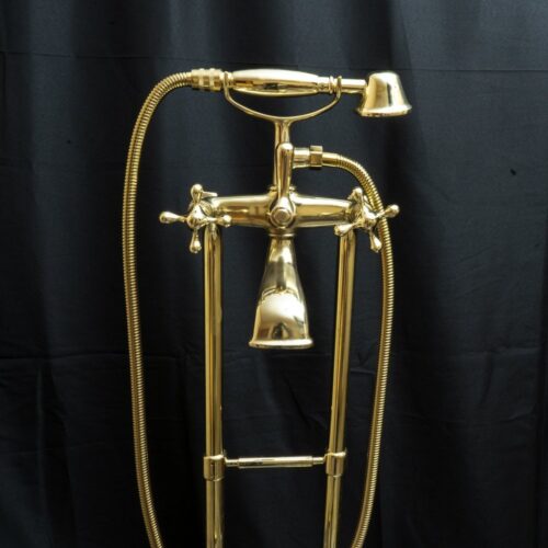 Unlacquered Brass Floor Mount Bath Tub Filler - Image 14