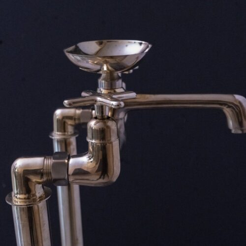 Unlacquered Brass Floor Mount Bath Tub Filler - Image 12