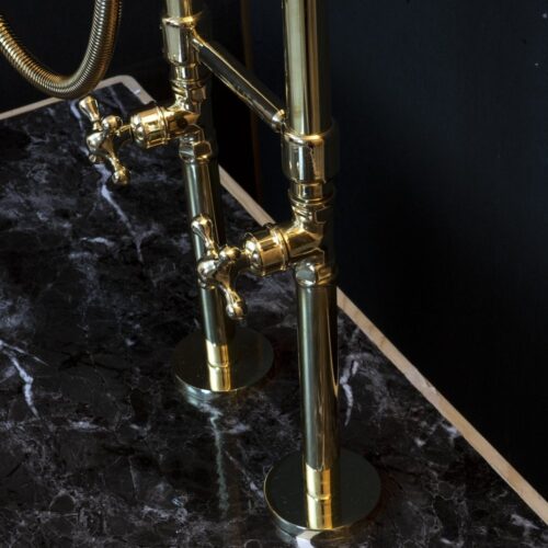 Unlacquered Brass Floor Mount Bath Tub Filler - Image 3