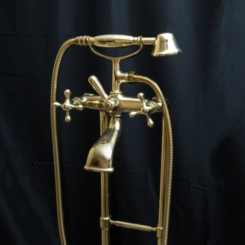 Unlacquered Brass Floor Mount Bath Tub Filler - Image 22