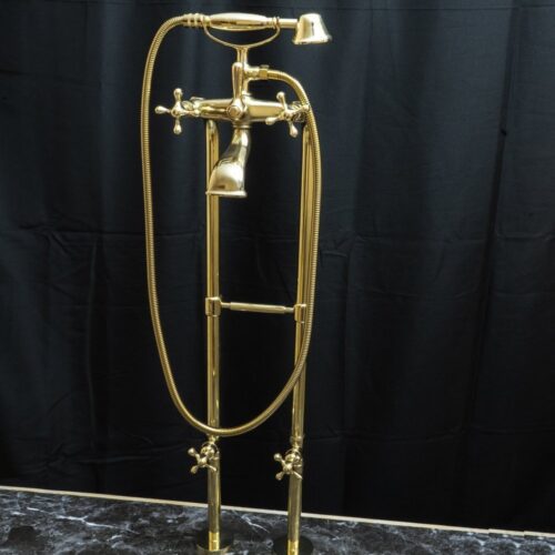 Unlacquered Brass Floor Mount Bath Tub Filler - Image 30