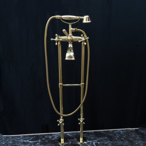 Unlacquered Brass Floor Mount Bath Tub Filler - Image 2