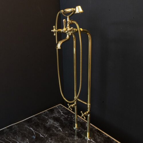 Unlacquered Brass Floor Mount Bath Tub Filler - Image 19