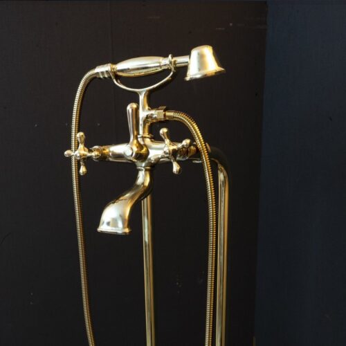 Unlacquered Brass Floor Mount Bath Tub Filler - Image 4