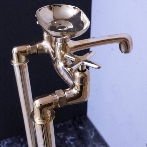 Unlacquered Brass Floor Mount Bath Tub Filler - Image 2