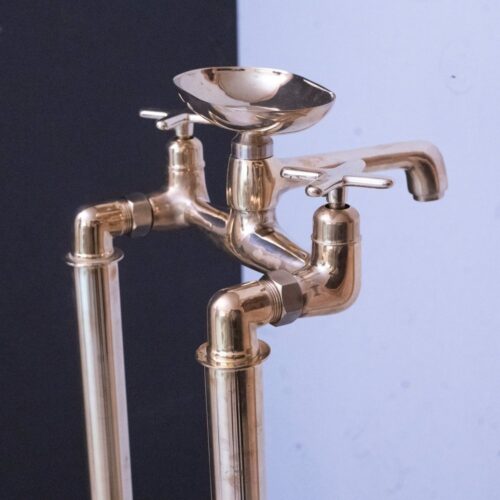 Unlacquered Brass Floor Mount Bath Tub Filler - Image 5