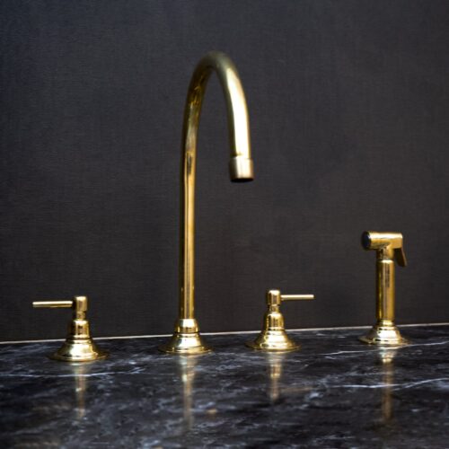 Unlacquered Brass Gooseneck Deck Mounted Kitchen Faucet - Image 6