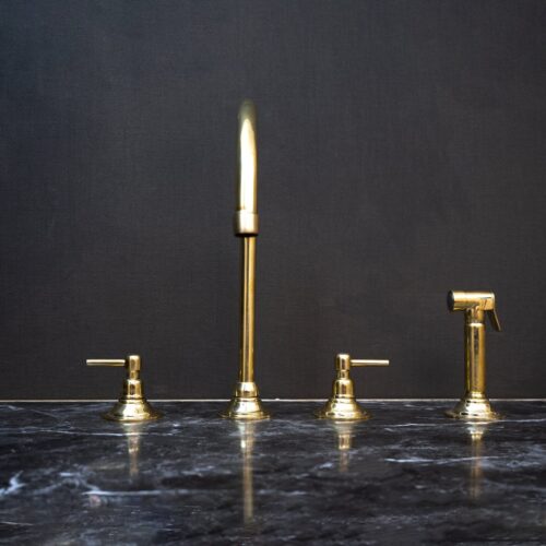 Unlacquered Brass Gooseneck Deck Mounted Kitchen Faucet - Image 3