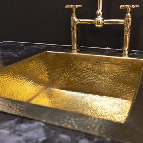 Unlacquered Brass Kitchen Island Solid, Undermount Brass Sink, Hammered Bar Sink - Image 7