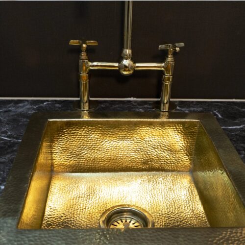 Unlacquered Brass Kitchen Island Solid, Undermount Brass Sink, Hammered Bar Sink - Image 2