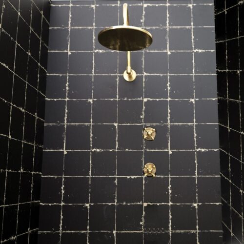 Unlacquered Brass Solid Brass Shower Head With Curved Arm