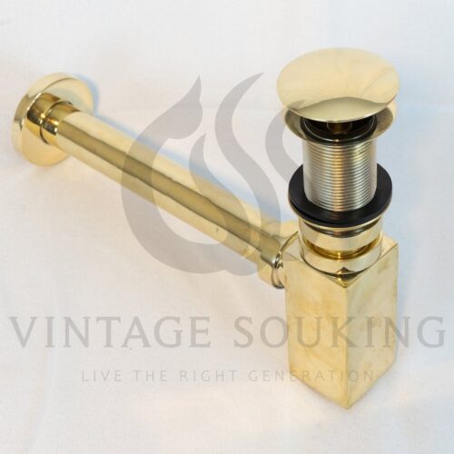 unlacquered brass square P-Trap siphon for bathroom