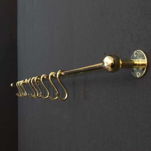 Unlacquered Brass Wall Mount Pot Rack