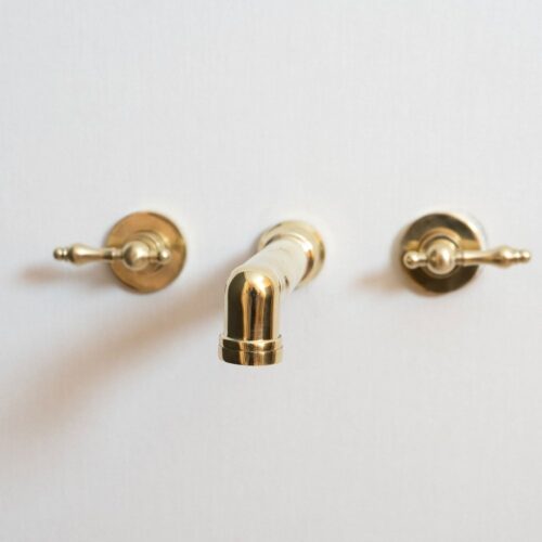 Unlacquered Brass Wall Mounted Faucet With Lever Handles - Image 3