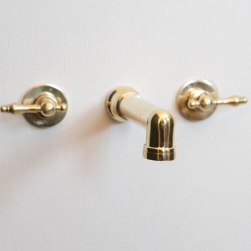 Unlacquered Brass Wall Mounted Faucet With Lever Handles - Image 5