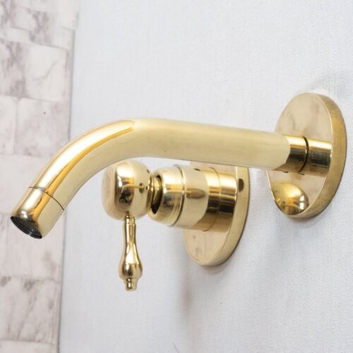 Unlacquered Brass Wall Mounted Mixer Faucet