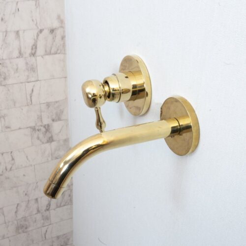 Unlacquered Brass Wall Mounted Mixer Faucet - Image 4