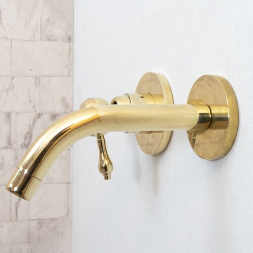 Unlacquered Brass Wall Mounted Mixer Faucet - Image 5