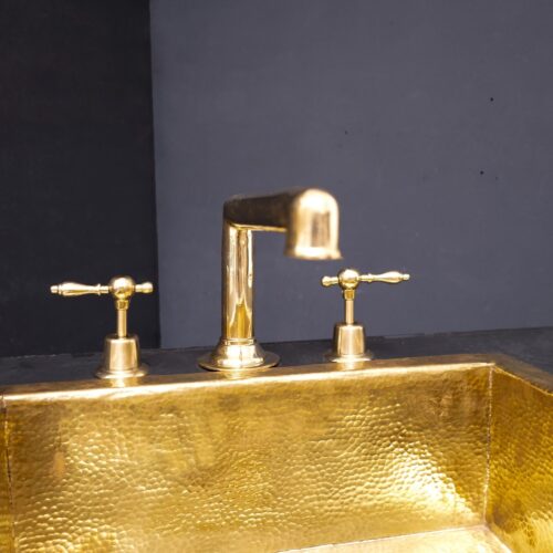 Unlacquered Brass Widespread Prep Sink Faucet - Image 11