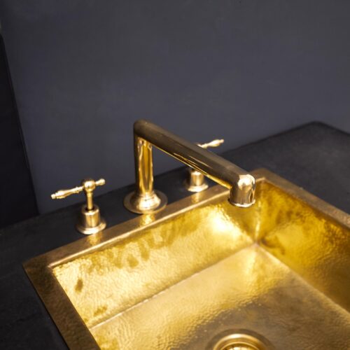 Unlacquered Brass Widespread Prep Sink Faucet - Image 6