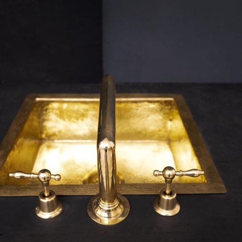 Unlacquered Brass Widespread Prep Sink Faucet - Image 7