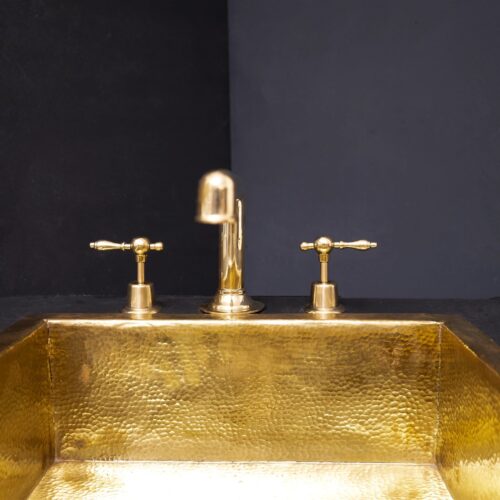 Unlacquered Brass Widespread Prep Sink Faucet - Image 10