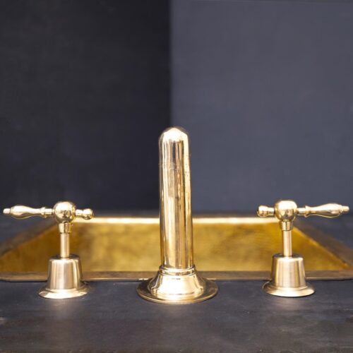 Unlacquered Brass Widespread Prep Sink Faucet - Image 5