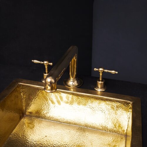 Unlacquered Brass Widespread Prep Sink Faucet - Image 9