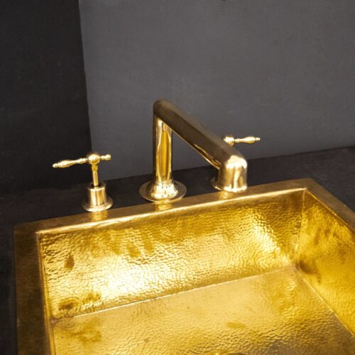 Unlacquered Brass Widespread Prep Sink Faucet - Image 3