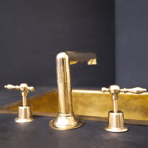 Unlacquered Brass Widespread Prep Sink Faucet