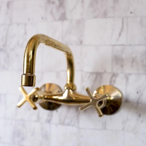 Wall Mounted Unlacquered Brass Faucet - Image 5