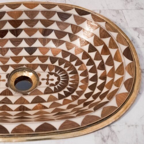 Wood And Brass Handcrafted Bathroom Sink - Image 6